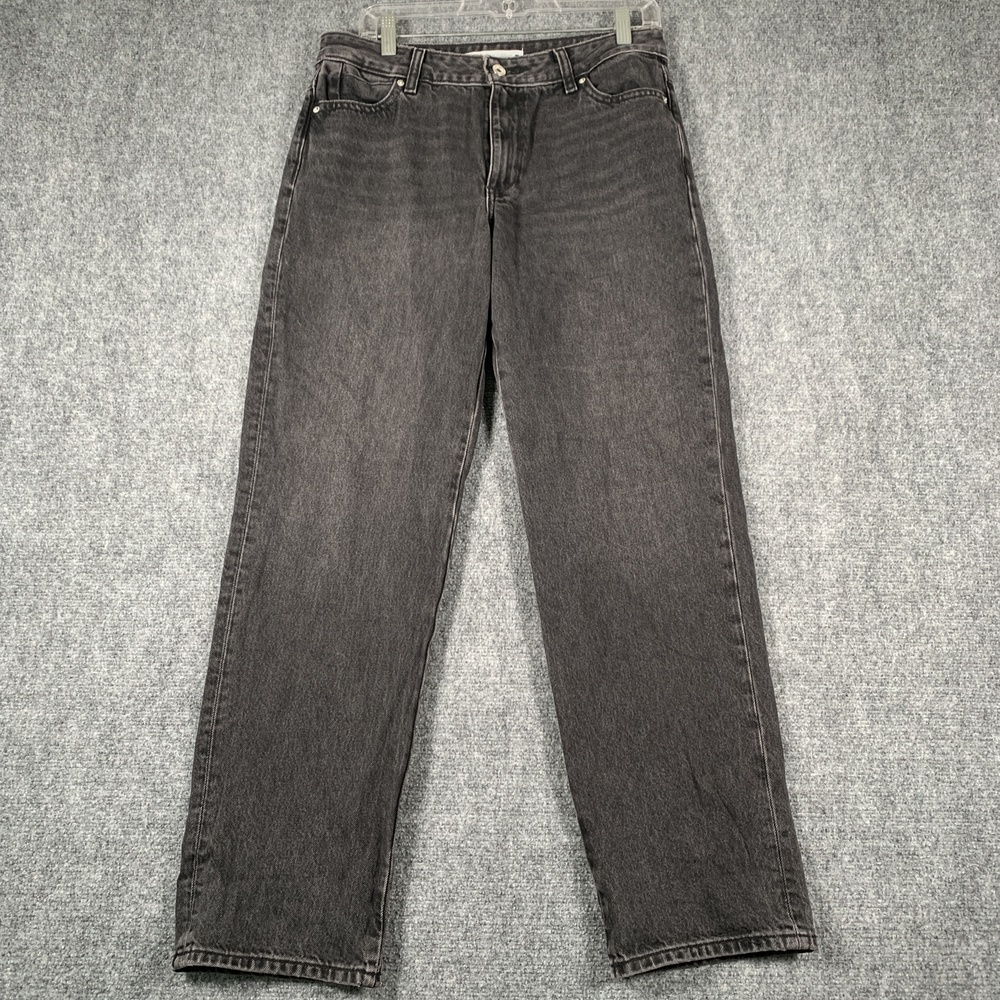 Zara Jeans Womens 6 Gray High Rise Straight Leg Charcoal Wash Denim Pants
